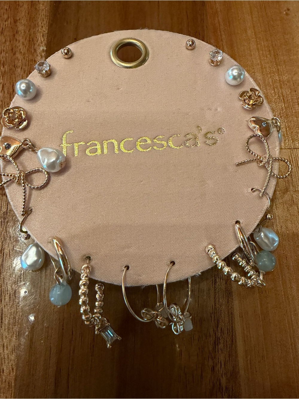 Francesca's Collections Gold and Light Blue Pearl Earring Set - Mixed Styles
